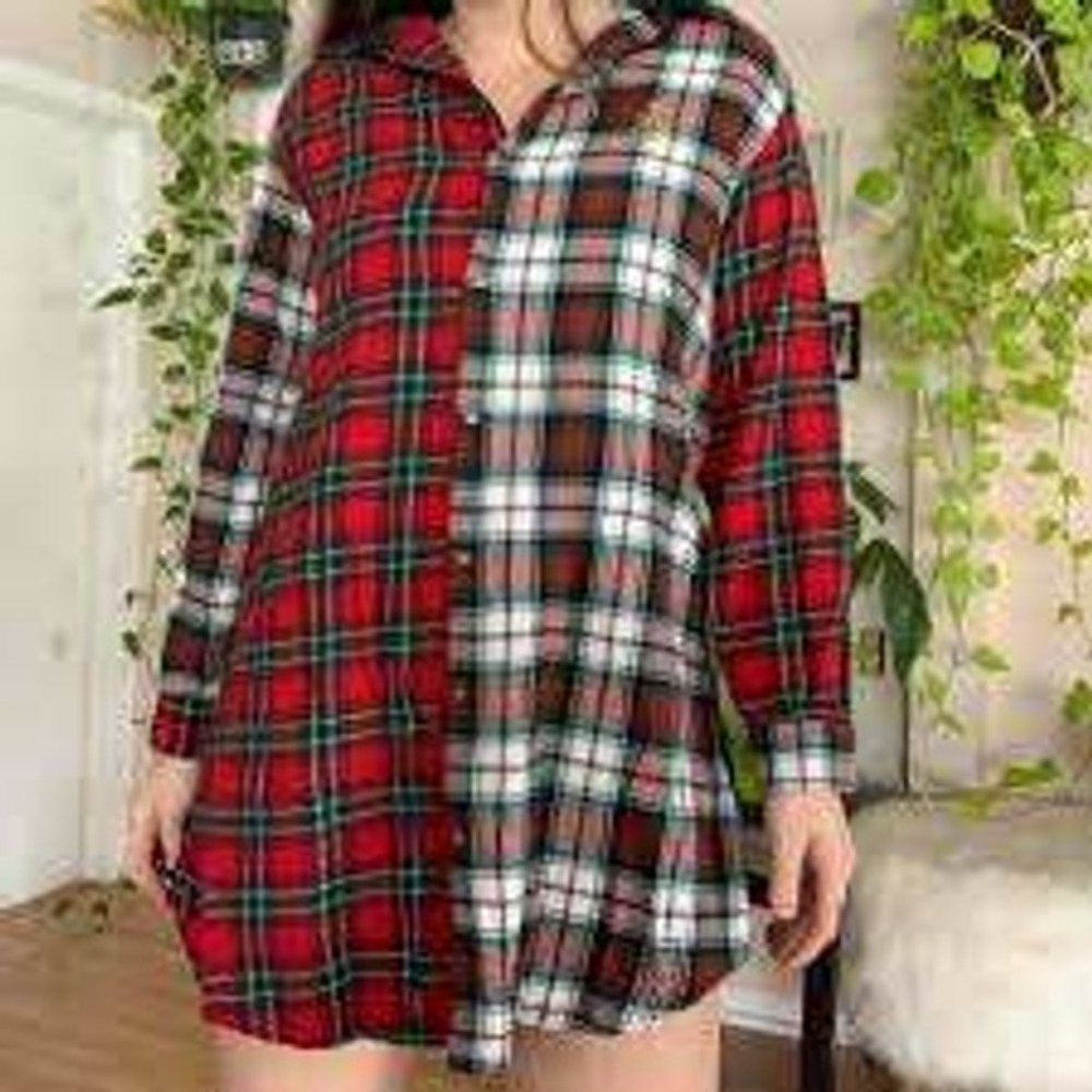 Lauren Ralph Lauren Womens Size Medium Shirt Red Plaid‎ Flannel Pajama Nightgown